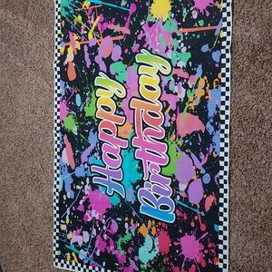 5ftx3ft Happy Birthday Banner Glow in the Dark/Graffiti Splash Backdrop